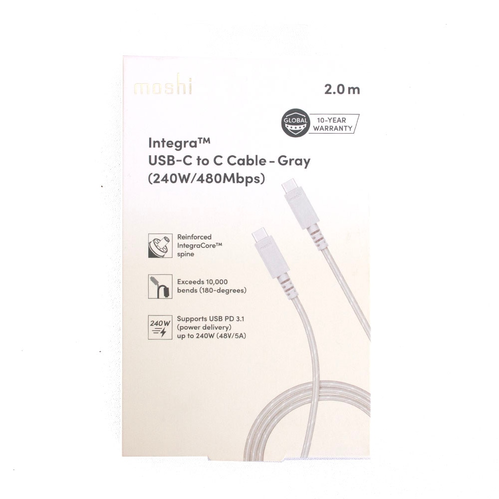 Moshi, Grey, Power Cable, Tech, Integra, USB-C, 6.5', 878335